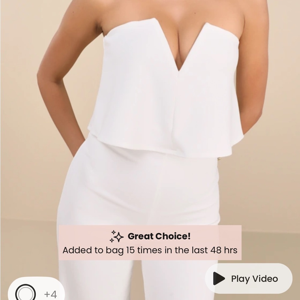 🤍Lulu's White Strapless Jumpsuit